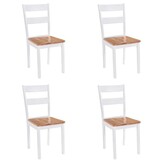 vidaXL Eetkamerstoelen (4 st.) Massief Rubberwood Wit - 35% Korting