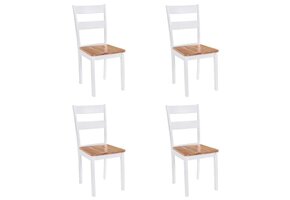 vidaXL Eetkamerstoelen (4 st.) Massief Rubberwood Wit - 35% Korting