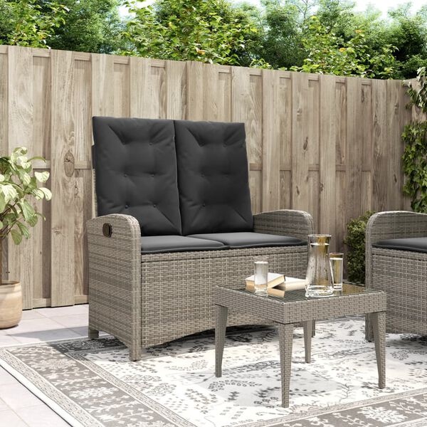 vidaXL Tuinbankje Poly Rattan Grijs - 60% Korting!