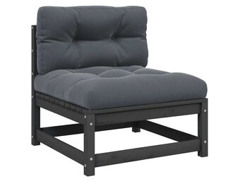 vidaXL Grenenhouten Tuinmiddenbank (35% korting) - Antraciet Kussens