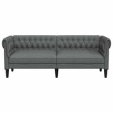 vidaXL Driezitsbank Stof Donkergrijs - Chesterfield Stijl - 35% Korting
