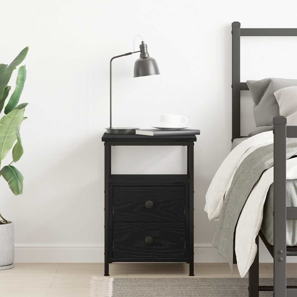 vidaXL Nachtkastje Zwart Eiken Bewerkt Hout - 35% Korting!