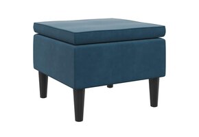 vidaXL Kruk Fluweel Blauw met Houten Poten | 35% Korting