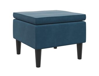 vidaXL Kruk Fluweel Blauw met Houten Poten | 35% Korting