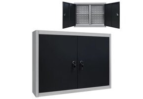 vidaXL Gereedschapskast Wandmontage Metaal Grijs/Zwart - 35% Korting!