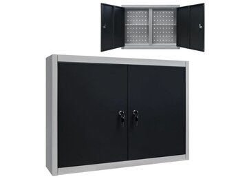 vidaXL Gereedschapskast Wandmontage Metaal Grijs/Zwart - 35% Korting!