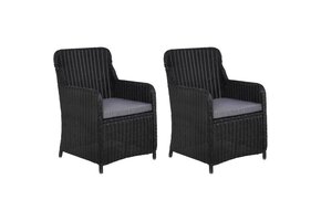 vidaXL Tuinstoelen 2 st. Poly Rattan Zwart - 55% Korting