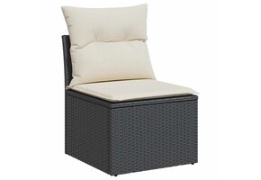 vidaXL Tuinbank Poly Rattan Zwart + Kussens | 35% Korting