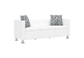 vidaXL Driezitsbank Kunstleer Wit - 30% Korting