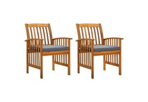 vidaXL Tuinstoelen (2 st) met Kussens - Massief Acaciahout - 35% Korting!