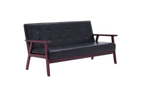 vidaXL Driezitsbank Kunstleer Zwart - 60% Korting