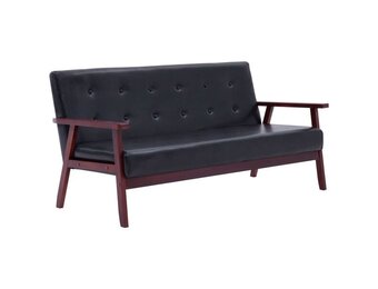 vidaXL Driezitsbank Kunstleer Zwart - 60% Korting