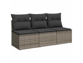 vidaXL Tuinbank 3-zits Poly Rattan Grijs - 30% Korting!