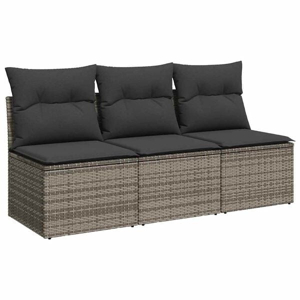 vidaXL Tuinbank 3-zits Poly Rattan Grijs - 30% Korting!