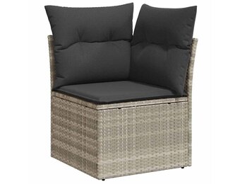 vidaXL Tuinhoekbank Poly Rattan Lichtgrijs | 35% Korting