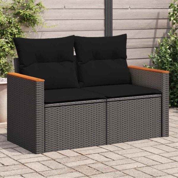vidaXL Tuinbank 2-zits Poly Rattan Zwart - 55% Korting!
