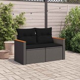 vidaXL Tuinbank 2-zits Poly Rattan Zwart - 55% Korting!