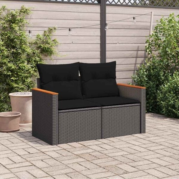 vidaXL Tuinbank 2-zits Poly Rattan Zwart - 55% Korting!