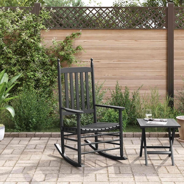 vidaXL Schommelstoel Populierenhout Zwart - Nu 35% Korting!