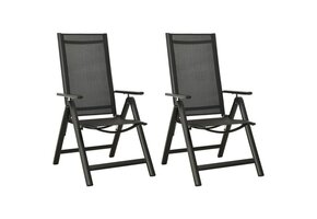 vidaXL Tuinstoelen: 2x Inklapbaar, Textileen/Aluminium, Zwart - 35% Korting!
