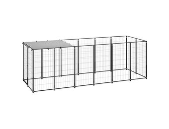 vidaXL Hondenkennel Staal Zwart 330x110x110 cm - 30% Korting!