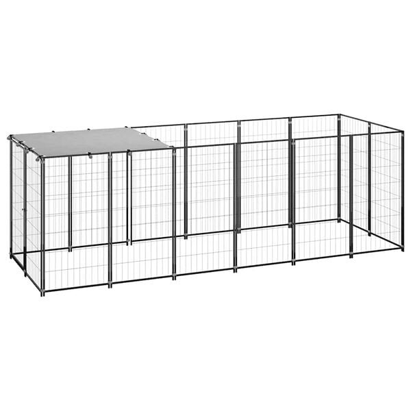 vidaXL Hondenkennel Staal Zwart 330x110x110 cm - 30% Korting!