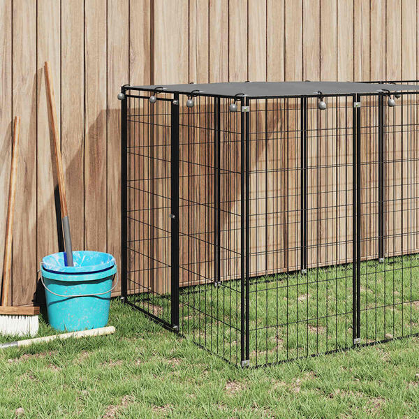vidaXL Hondenkennel Staal Zwart 330x110x110 cm - 30% Korting!