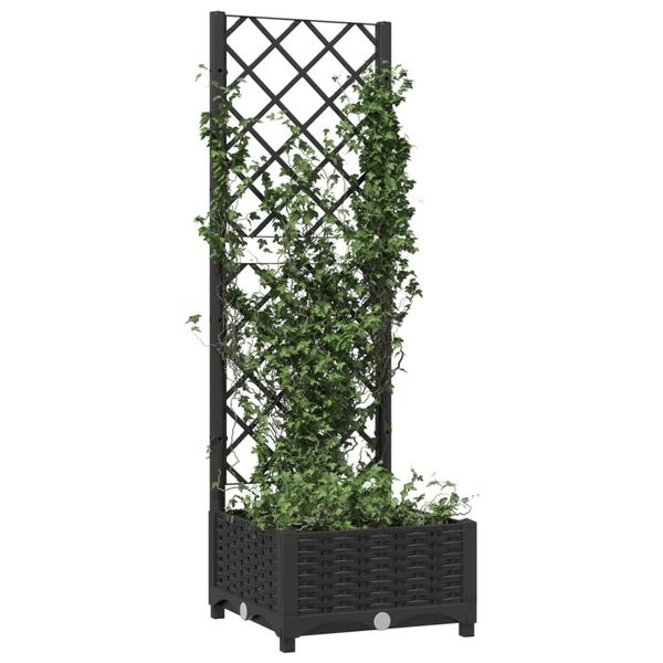 vidaXL Plantenbak met latwerk Zwart - Nu 30% Korting!