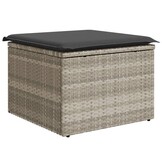 vidaXL Tuinkruk met kussen - Lichtgrijs Poly Rattan - Nu 35% Korting!