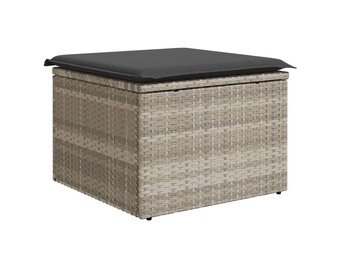 vidaXL Tuinkruk met kussen - Lichtgrijs Poly Rattan - Nu 35% Korting!