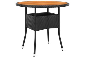 vidaXL Tuintafel Acaciahout & Poly Rattan Zwart - 35% Korting!
