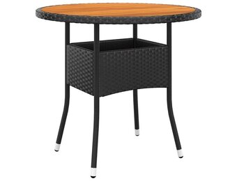 vidaXL Tuintafel Acaciahout & Poly Rattan Zwart - 35% Korting!