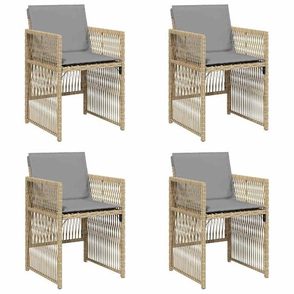 vidaXL Tuinstoelen Set (4x) Poly Rattan Beige - 30% Korting