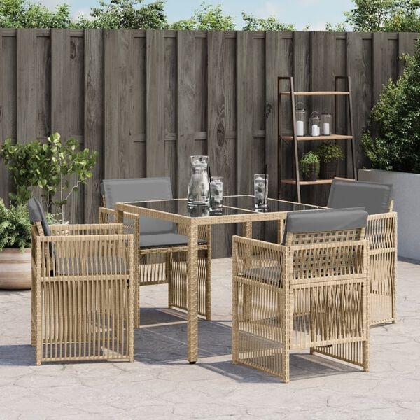 vidaXL Tuinstoelen Set (4x) Poly Rattan Beige - 30% Korting