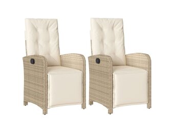vidaXL Tuinstoelen (2 st.) - Verstelbaar & Met Voetensteun - Poly Rattan Beige - 30% Korting