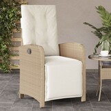 vidaXL Tuinstoelen (2 st.) - Verstelbaar & Met Voetensteun - Poly Rattan Beige - 30% Korting