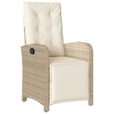 vidaXL Tuinstoelen (2 st.) - Verstelbaar & Met Voetensteun - Poly Rattan Beige - 30% Korting