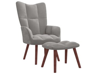 VidaXL Relaxstoel met voetenbank Fluweel Lichtgrijs - 65% Korting