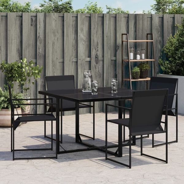 VidaXL Tuinstoelen 4 st. Staal/Textileen Zwart - 30% Korting!