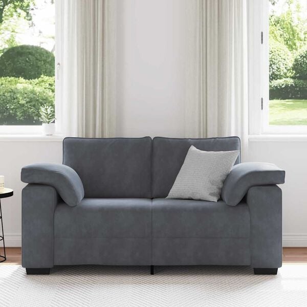 VidaXL Loveseat Bank - 55% Korting - Donkergrijs Fluweel