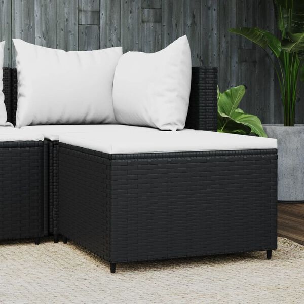 vidaXL Voetensteun Poly Rattan Zwart - 55% Korting