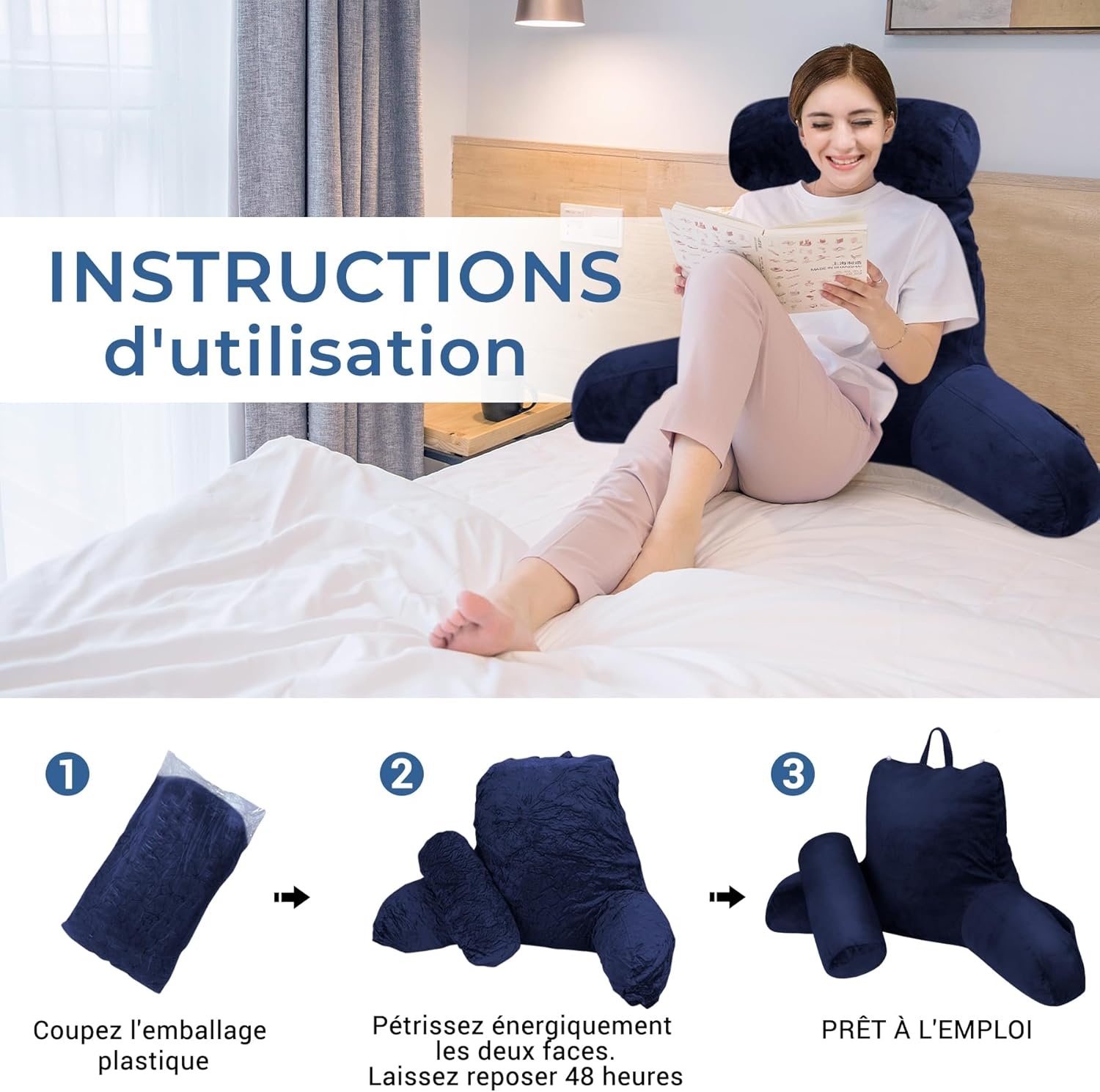 INFANZIA Lees Kussen met Armleuningen | Navy Blauw | 55% Korting