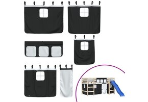 vidaXL Gordijnen Hoogslaper Polyester - Wit/Zwart (60% Korting!)