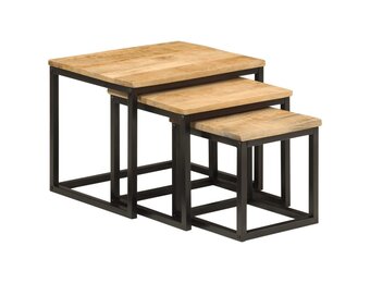 vidaXL Salontafelset 3-delig | Massief Mangohout & IJzer | -55%