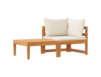 vidaXL Loungeset Acaciahout 30% Korting | 2-delig, Crèmewitte Kussens