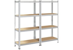 VidaXL Opbergrekken 4-laags (2 st.) Staal/Hout Zilver - 35% Korting