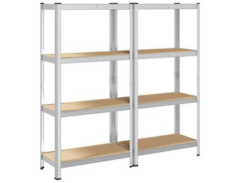 VidaXL Opbergrekken 4-laags (2 st.) Staal/Hout Zilver - 35% Korting