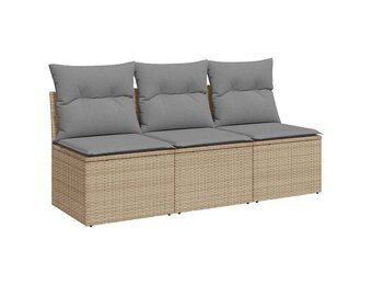 vidaXL Tuinbank 3-zits Poly Rattan Beige - 35% Korting