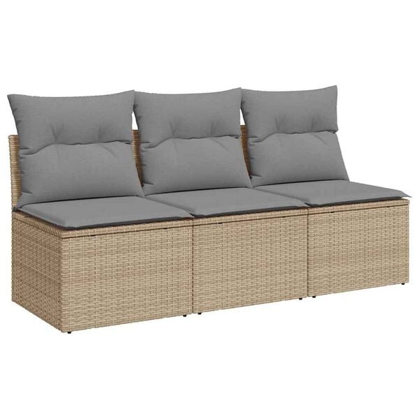 vidaXL Tuinbank 3-zits Poly Rattan Beige - 35% Korting