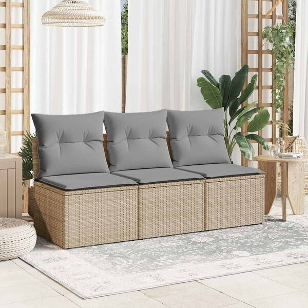 vidaXL Tuinbank 3-zits Poly Rattan Beige - 35% Korting